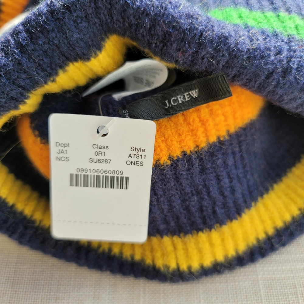 New! J. Crew Ribbed Beanie Hat Super soft Yarn Merino Wool Alpaca Navy NWT - Picture 3 of 4